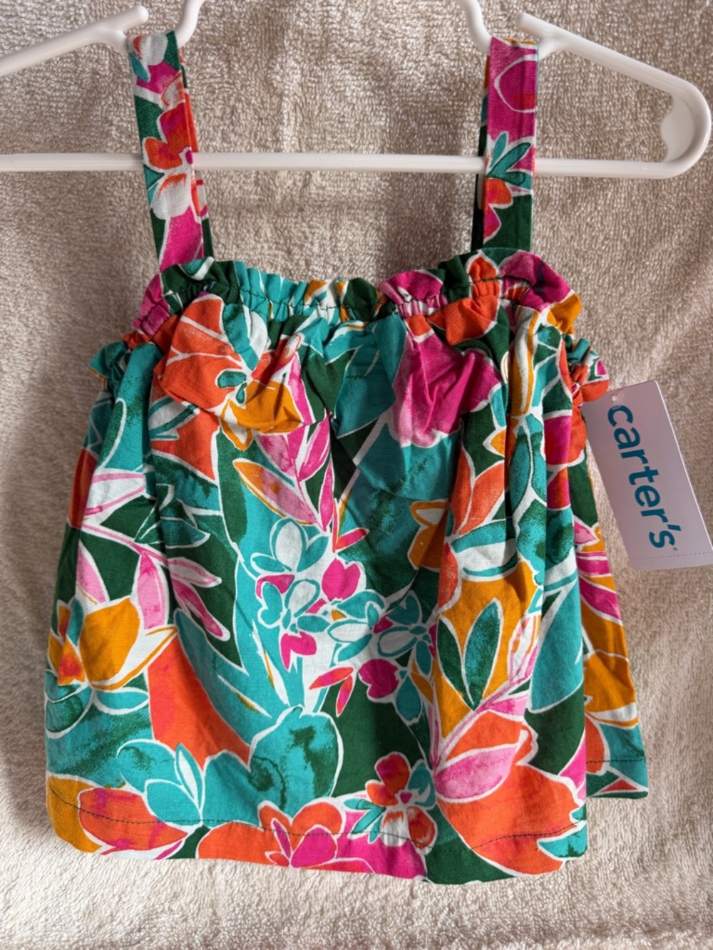 Carter's Teal Floral Tank Top Multicolored